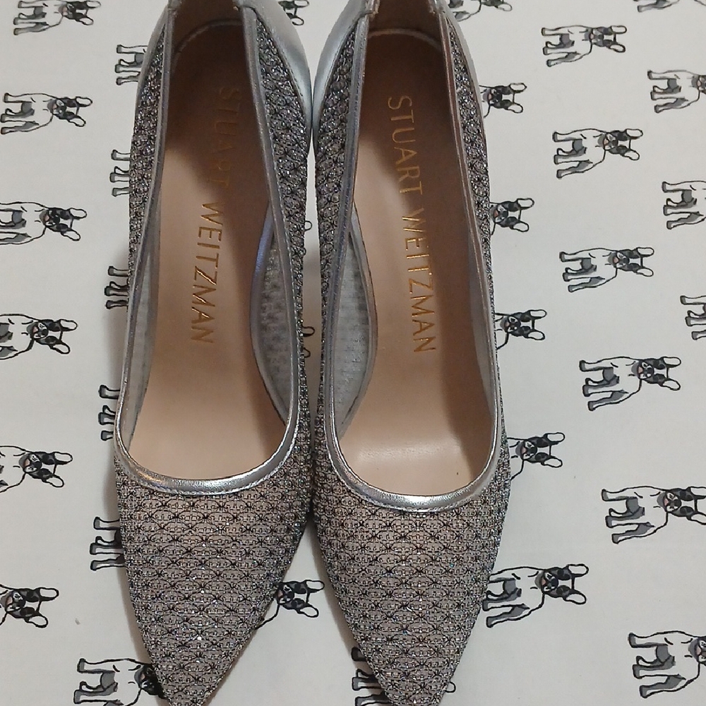 Stuart Weitzman Silver Heels with Sleek Design